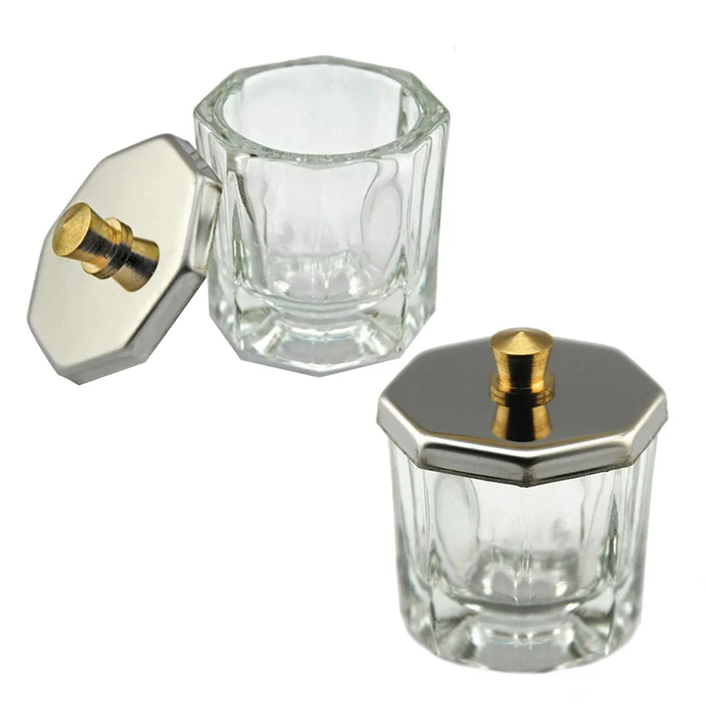 

2Pcs Nail Art Crystal Glass Cups Mini Octagon Clear Mixing Liquid Powder Manicure Salon Essential Nail Art Cup
