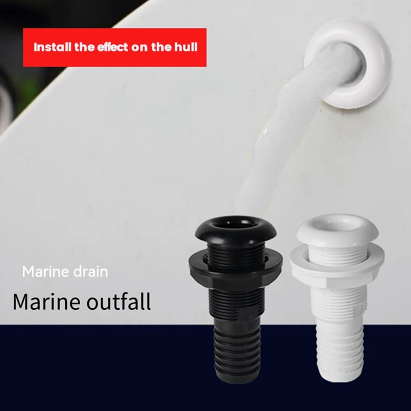 Marine Boat Thru Hull Fitting Connector For 5/8, 3/4, 1 Inch Hose Boat Drain Bilge Pump Plumbing Fittings