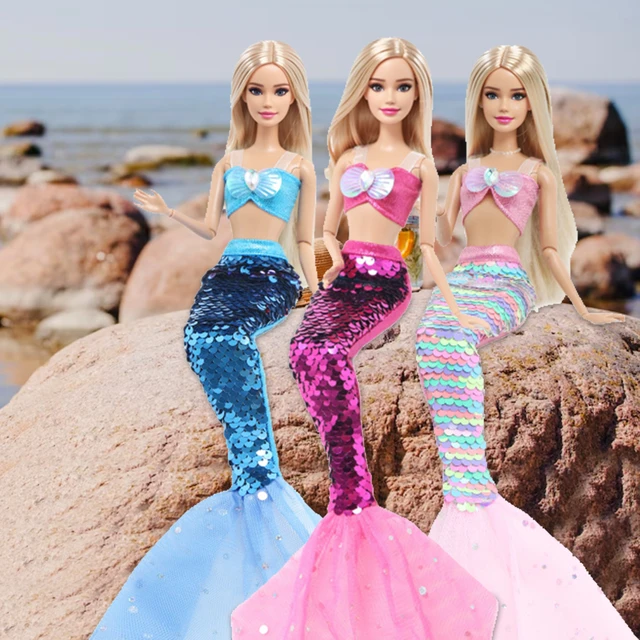 Fashion 1 Pcs Mermaid Tail Dress Skirt Similar Fairy Tale Party Cosplay Gown Clothes for Barbie Doll Baby DIY Accessories Toys AliExpress 26