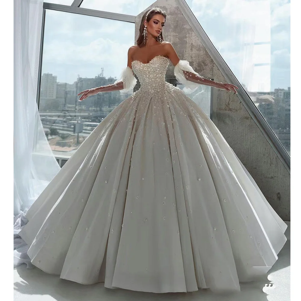 Robe de mariée en satin 3D faite à la main pour femmes, magnifique, sexy, initiée, décalcomanie, ficelle de perles, patients de princesse, quelle que soit la fête formelle