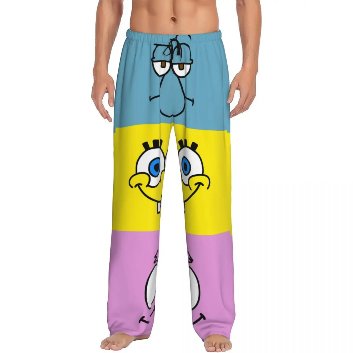 

Custom SpongeBobed Pajama Pants for Men Cute Cartoon Sleepwear Lounge Sleep Bottoms Stretch with Pockets