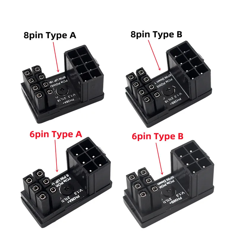 ATX GPU Adapter Elbow Head GPU Power Steering Connector PCI-E 6Pin 8Pin 180 Degree Rotating