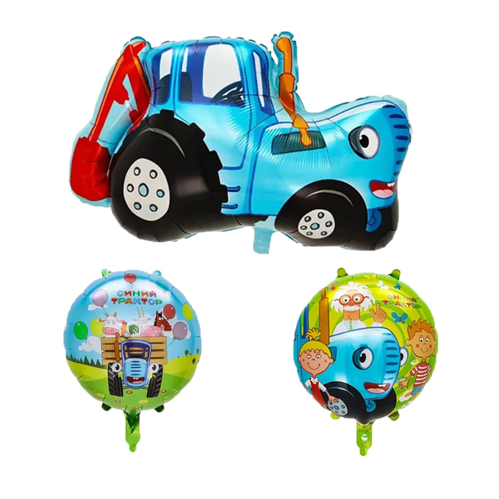 Globo de papel de aluminio para Tractor agrícola grande, globo azul para Tractor, globos para fiesta temática de granja, regalos de decoración