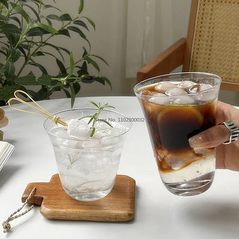 

Ins Style Wide Mouth Glass Coffee Cup Light Iced American Latte Cup Simple Tea Cup Cocktail Cup Cold Cups Kitchen Accessories