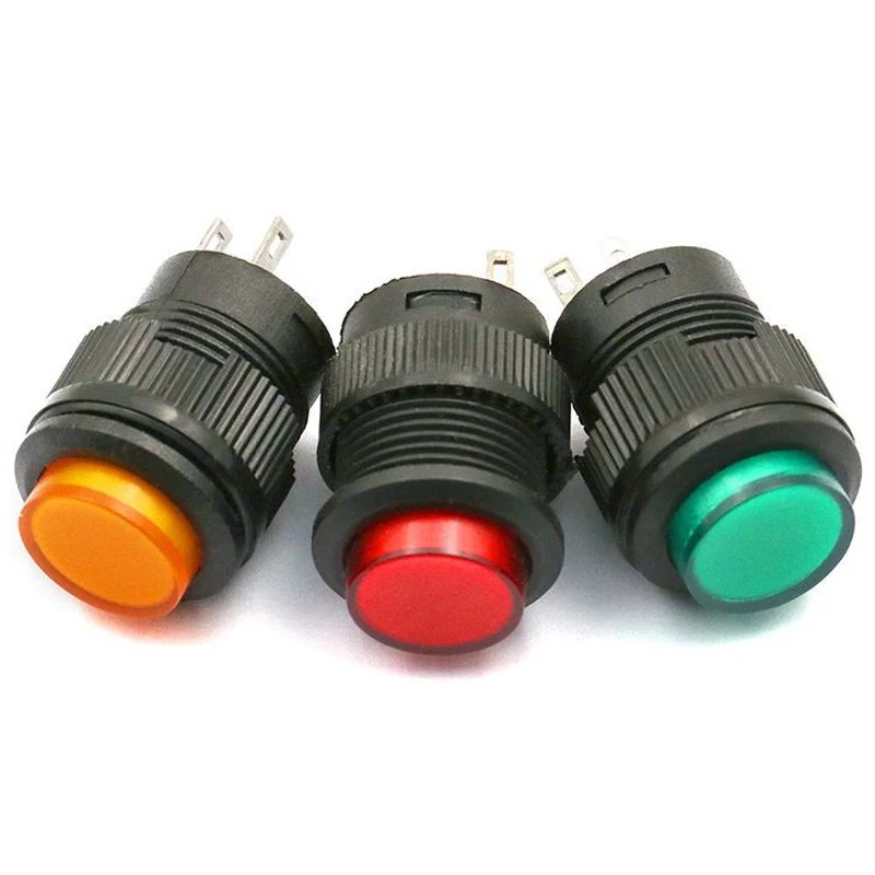 2Pcs/lot R16-503 16mm 4 pins plastic Momentary Latching 3.3VDC LED push Button Switch 16MM With Light LED 3V