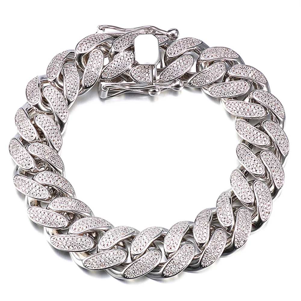 

Icedminer Top Quality Cuban Link Chain Bracelet Iced Out Hand Chain 5A Zircon Men Women Hip Hop Jewelry Free Shipping