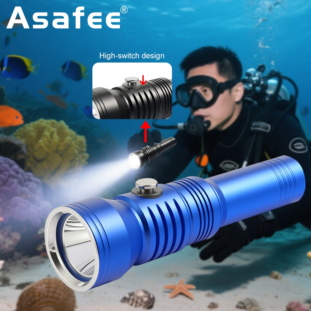 Asafee 1800LM Powerful Driver Lamp DT200 SFT40 LED Professional Diving Flashlight 100M Underwater Portable Scuba Torch Light