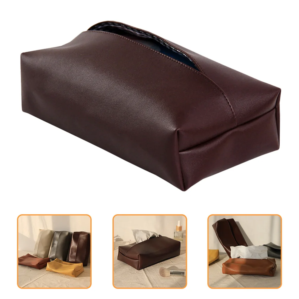 

Compact Rectangular Napkin Container PU Tissue Box Modern Chic Look for Home Office Desk End Table Countertop Decor