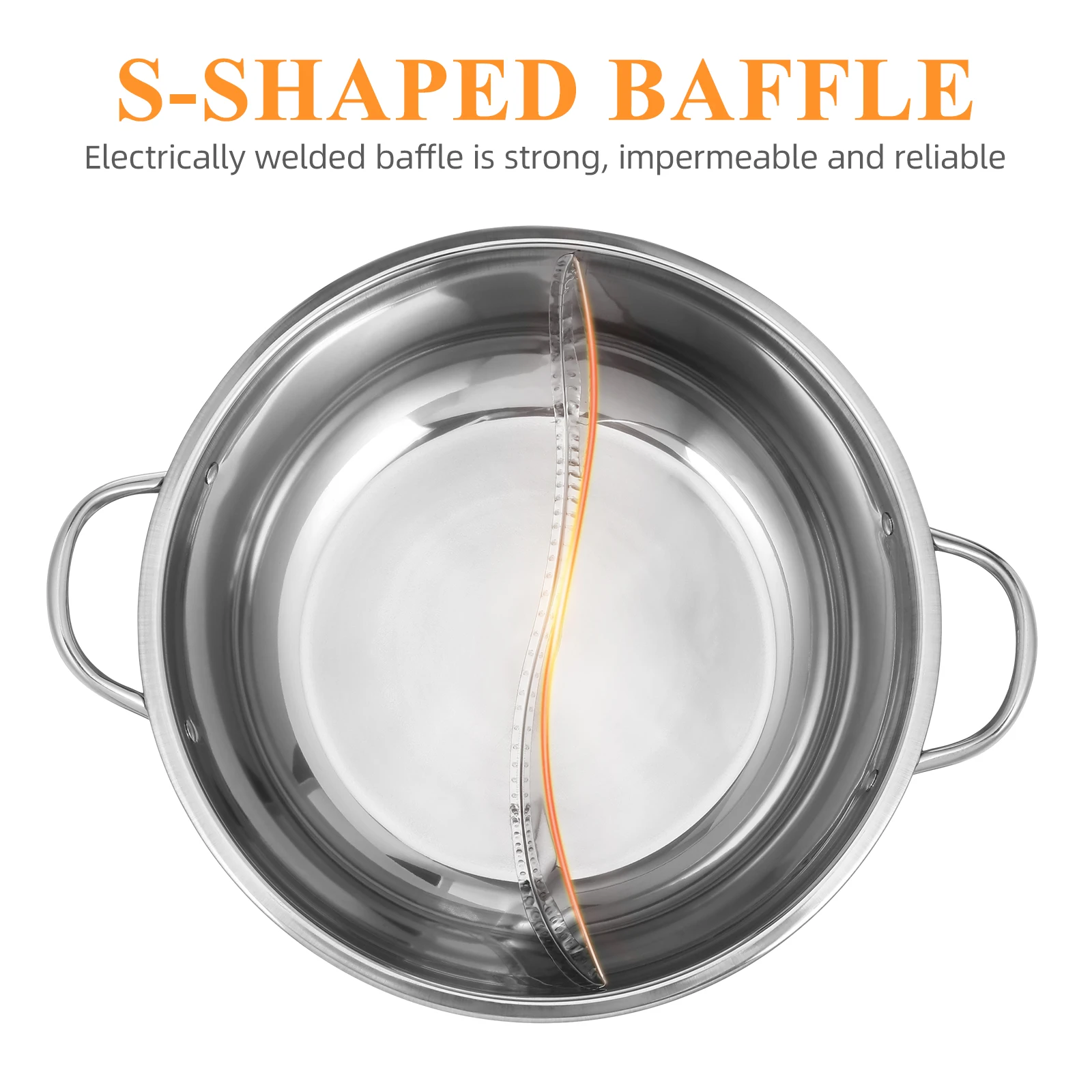 

Stainless SteelPot Stainless Steel Stock Hot Pot Divider Kitchen Japanese Practical Double Handle Stock Pot Pan