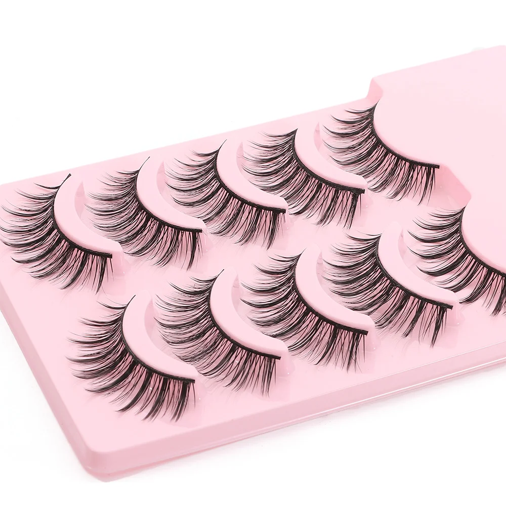 5 pares quente fino mangá cílios macio queimado falso vison cílios pico molhado cílios maquiagem dos olhos