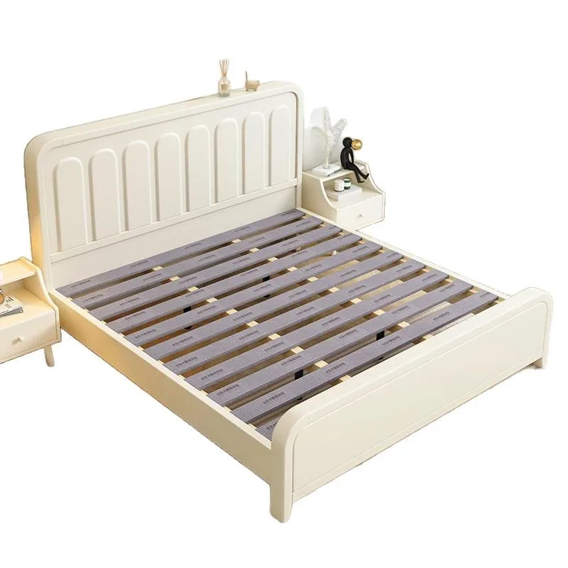 

Italian cream wind solid wood bed 1.5 meters single 1.8 meters double bedroom light luxury wedding bed master bedroom second bed