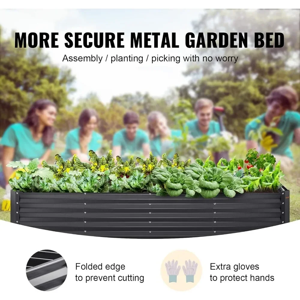 8x4x2ft Metal Raised Garden Bed Kit Outdoor Large Planter Raised Beds for Gardening Vegetables Flowers with Planting Tools