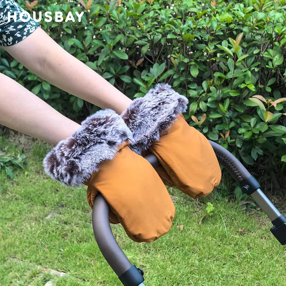 Pushcart gloves winter warmth and windproof universal for baby carriage handle touch screen compatible with plush version