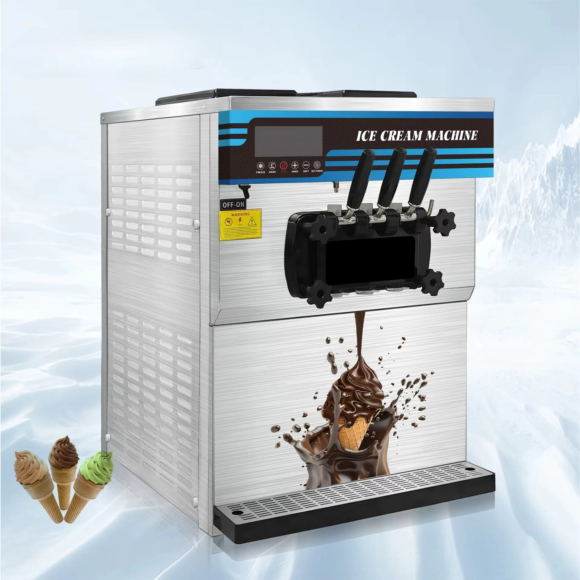 36-38L/h Commercial Automated Table Top Ice Cream Maker 3 Flavors Cheap Yogurt Soft Serve Ice Cream Machine for Sale
