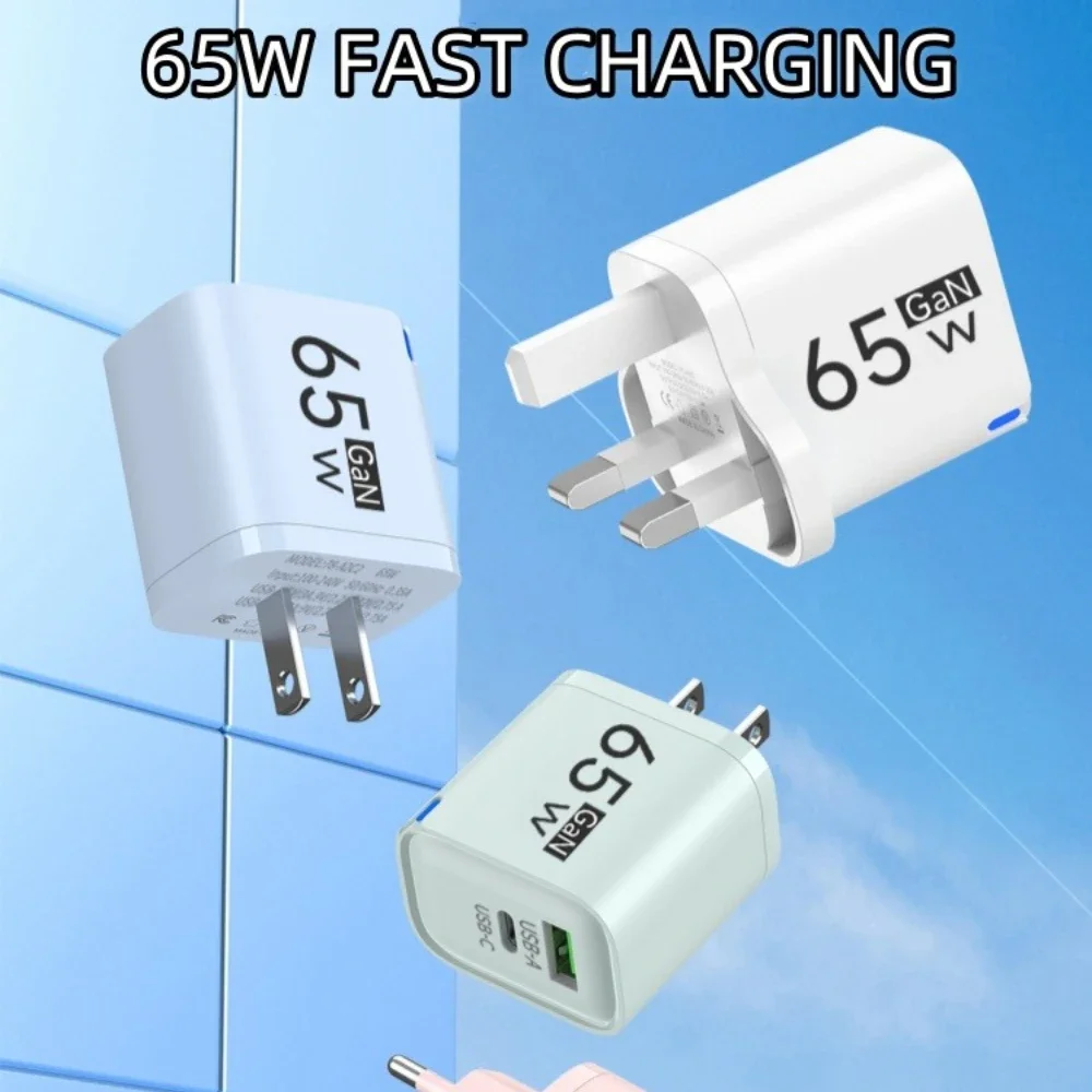 GaN Oplader 65W USB C Quick Charge PD Type C QC 3.0 Snel opladen voor iPhone 16 Pro Max Xiaomi Huawei Mobiele telefoon Muuradapter