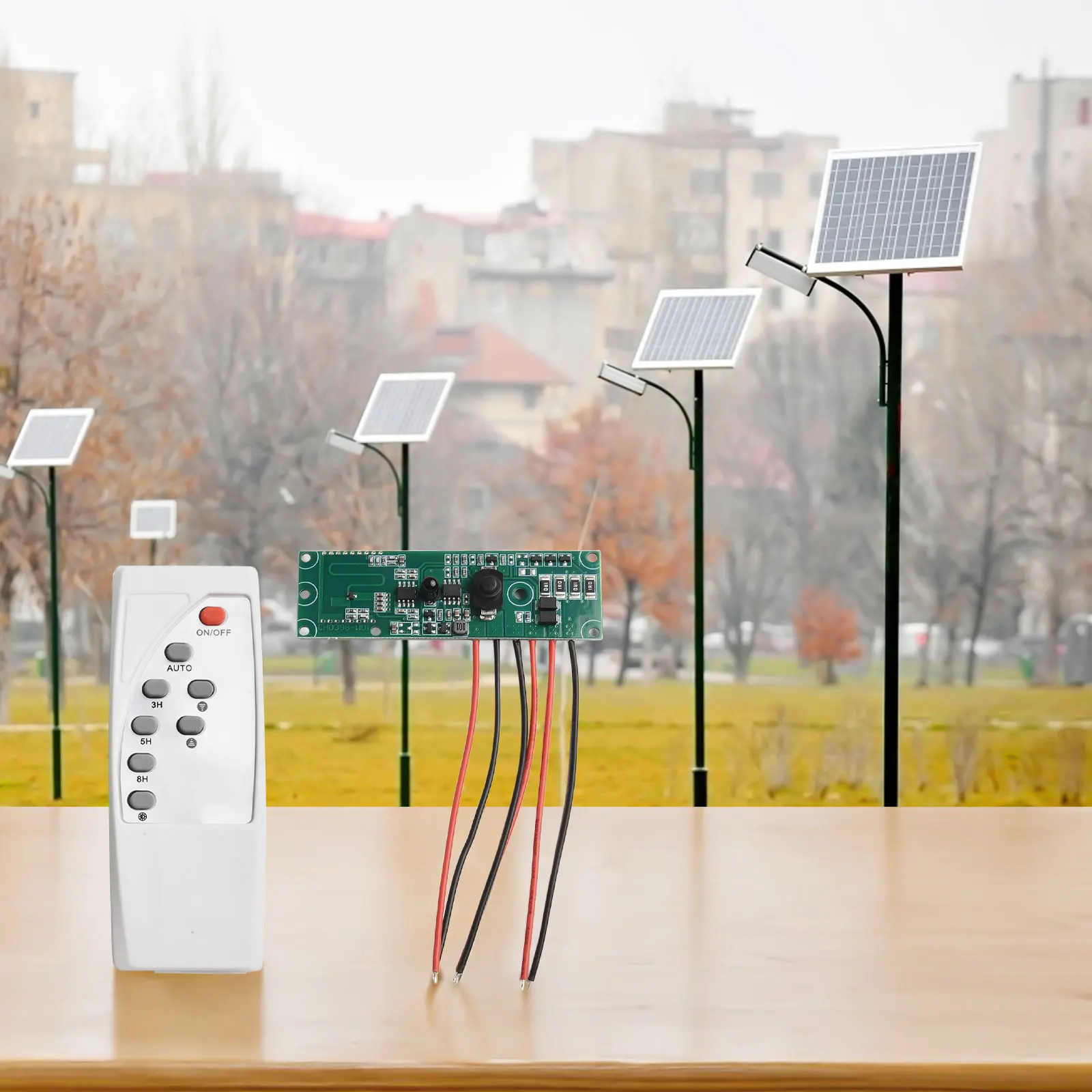 Automatic Lighting Wireless Remote Control Energy Efficient Solar Light Solar Street Light Discharge Current 1.5A Input Power 6V