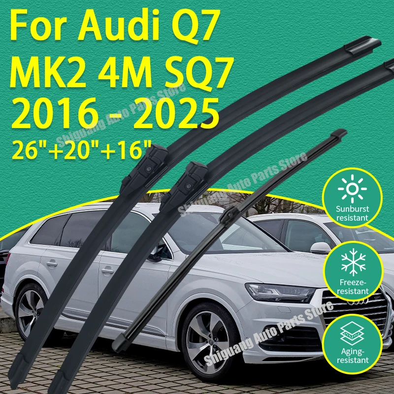 Limpiaparabrisas Delanteros y Traseros con Revestimiento de Silicona para Audi Q7 MK2 4M SQ7 2016-2025, Accesorios para Limpiaparabrisas, Escobillas para Parabrisas 2024