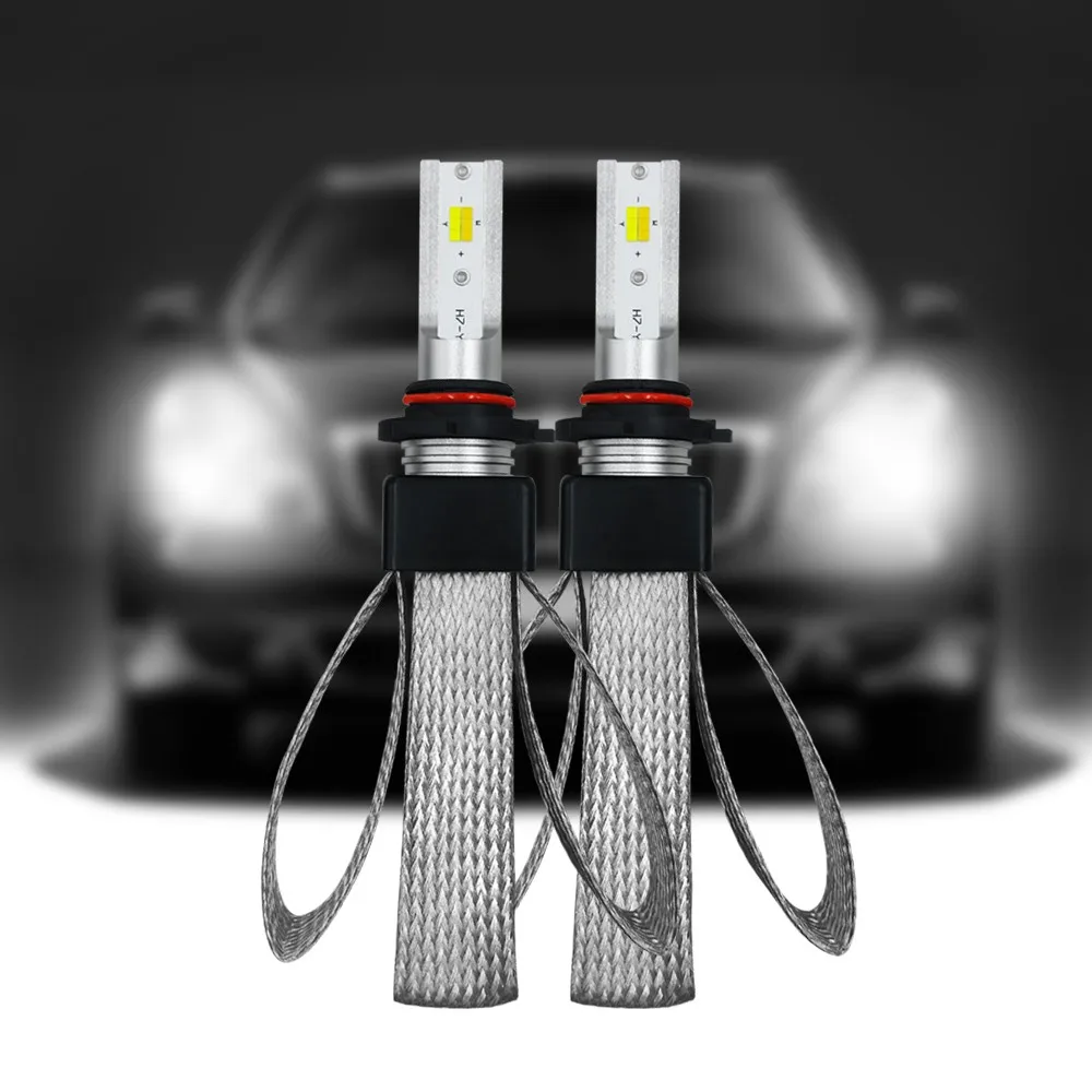 

2pc T9 9-36V H1 Car LED Headlight Bulbs Conversion Kit Copper Heat Dissipation Double-sided 12 LED Chips White Yellow Warm White