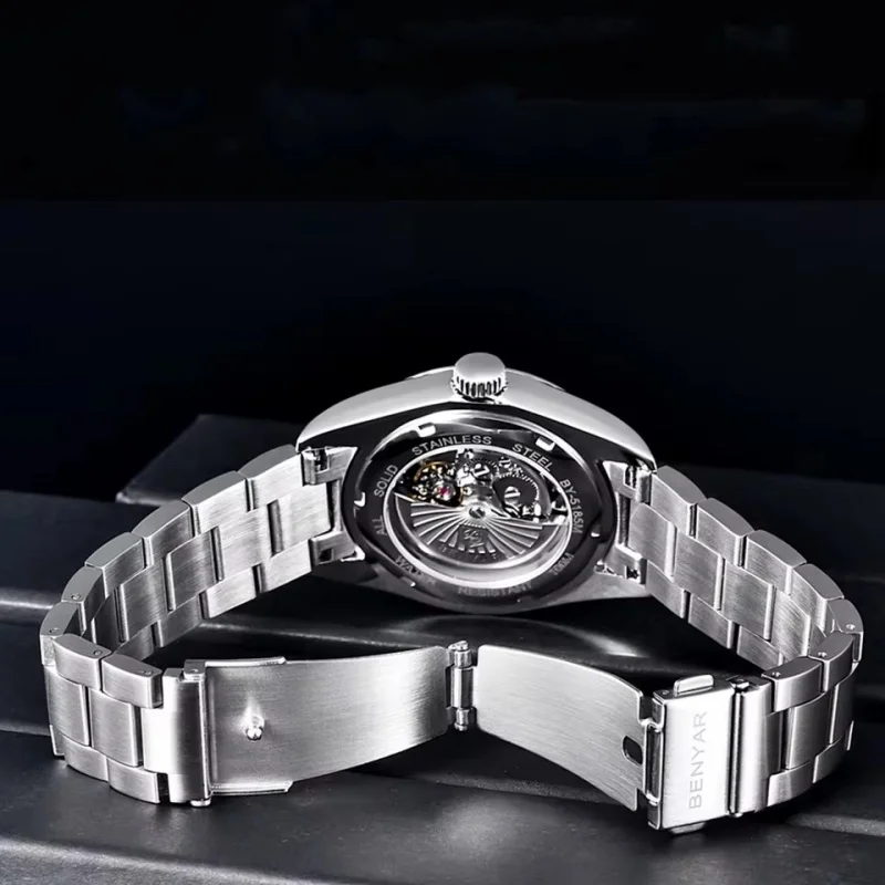 BENYAR 5185 Sport Mannen Mechanische Horloges Rvs Automatische Horloges Topmerk Luxe 10 Bar Waterdicht Horloge voor Mannen