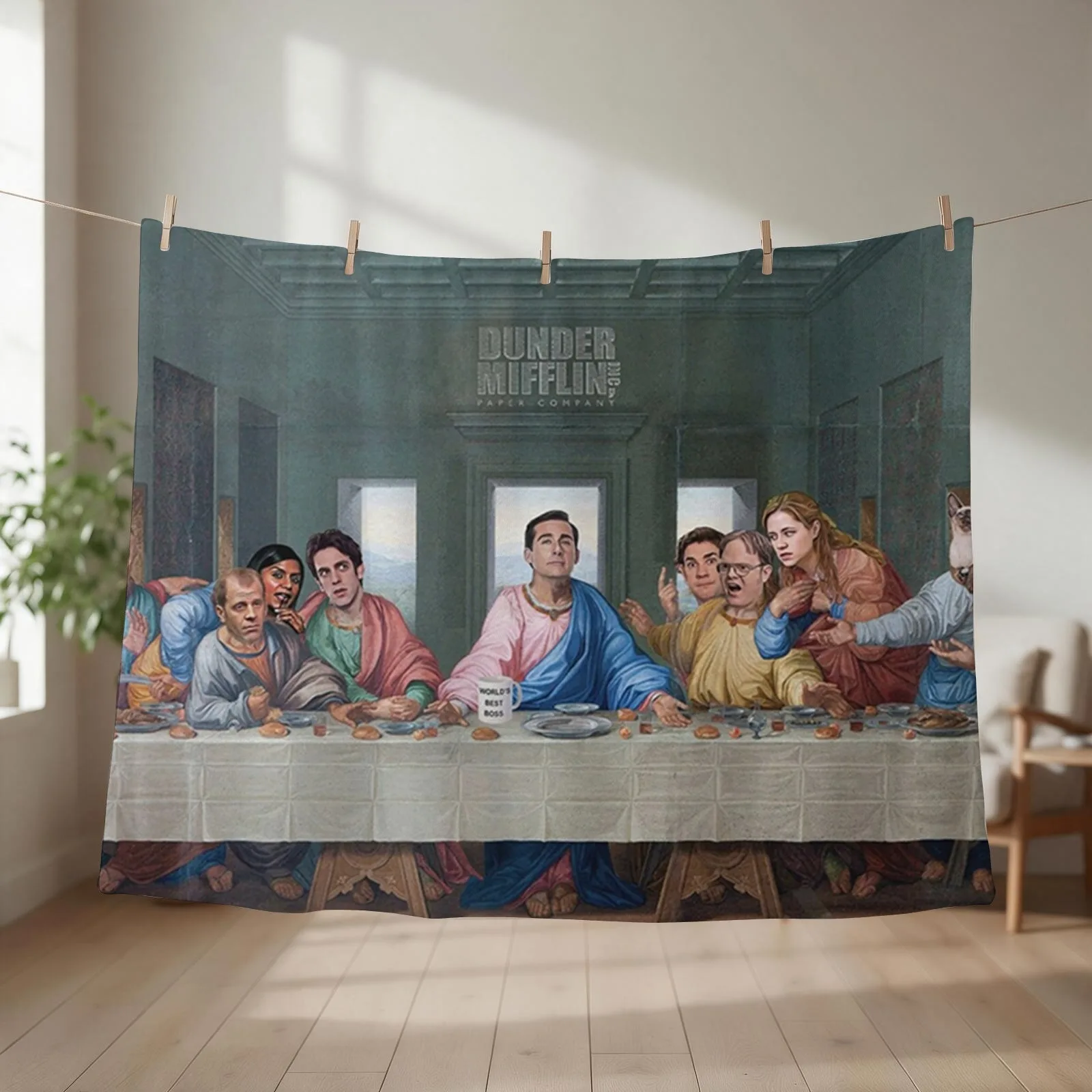 The Last Supper Office Edition Throw Blanket couch cozy soft plush fuzzy picnic outdoor blanket