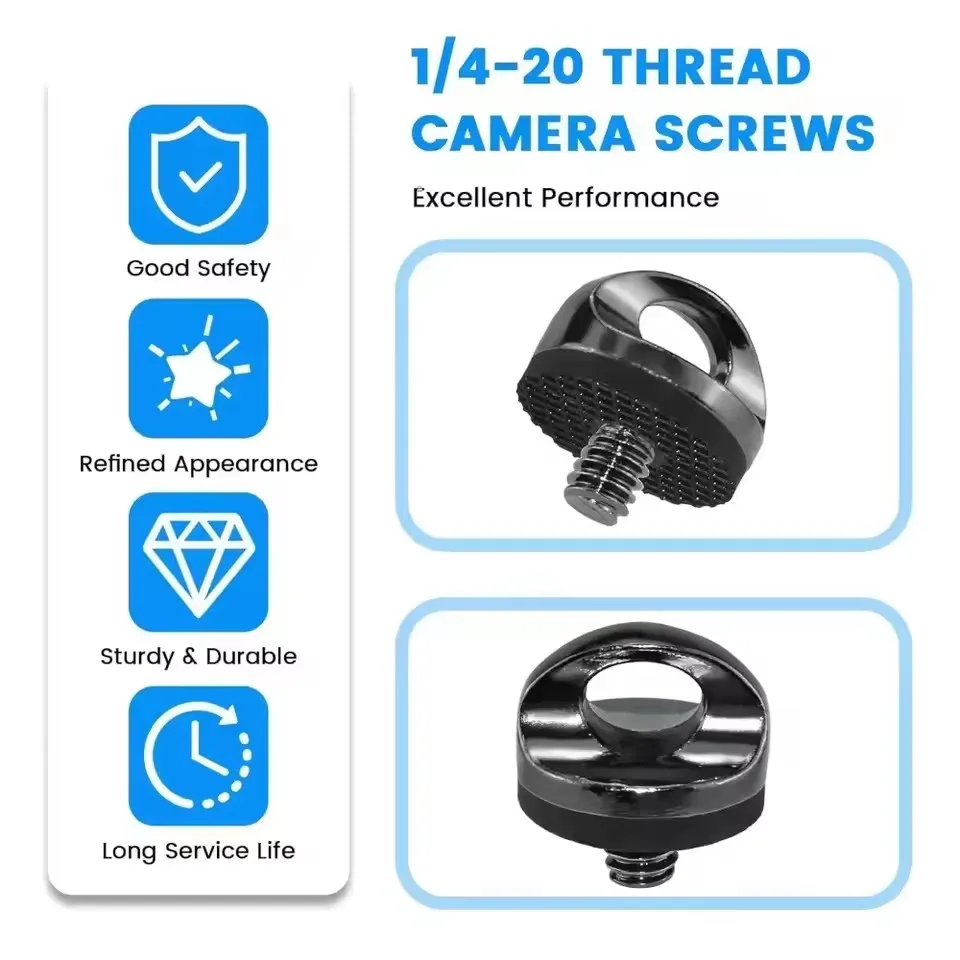 1-6pcs Universal 1/4" Camera Screw with Rubber Washer Aluminum Alloy Camera Fixing Screw for Quick Release Wrist Strap Sling - view 2