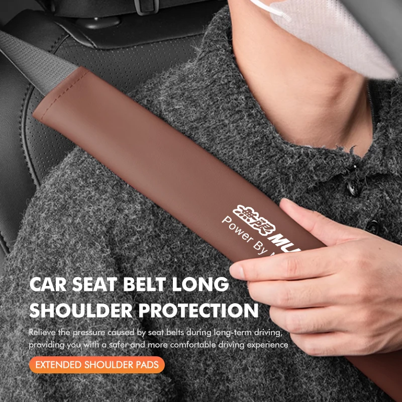 For Honda Car Seat Belt Pad Shoulder Mat Leather Safety Belt Protector Pads Mugen Power Typer Civic Accord CRV view 3