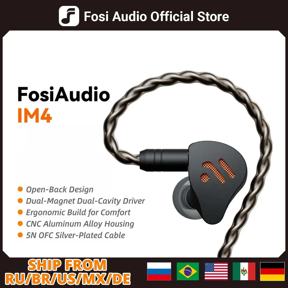 Écouteurs intra-auriculaires Fosi Audio IM4 IEM, ouverts, filaires, dynamiques, pour jeux, musique, monitoring, HiFi. Écouteurs intra-auriculaires Fosi Audio IM4 IEM, ouverts, filaires, dynamiques, pour jeux, musique, monitoring, HiFi.