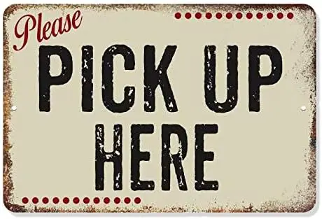 التقاط هنا علامة مطعم ريفي جدار ديكور هدية مقهى مقهى المطبخ بار عشاء اللوحة 50s الطلب ماتي إنهاء المعادن 1121 #1