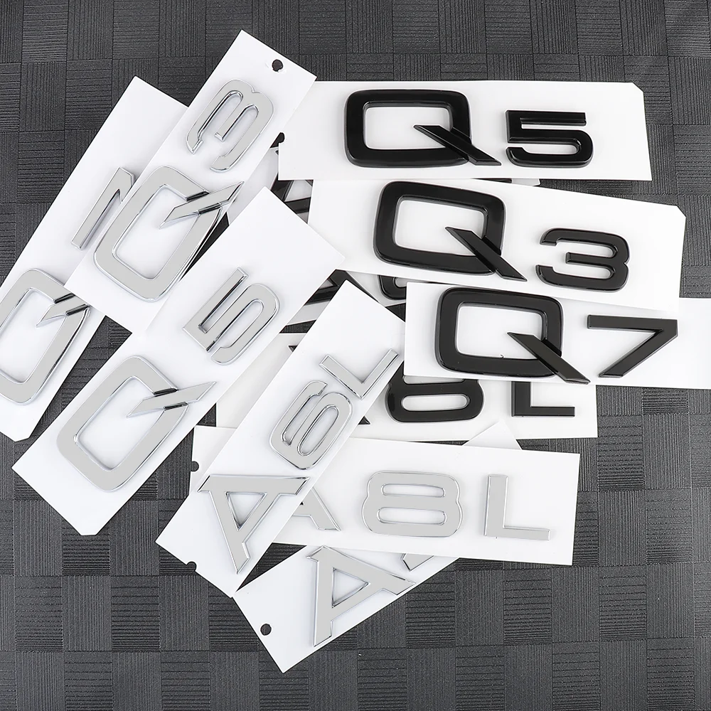 3D ABS A3 A4 A5 A6 A7 A8 A4L A6L A8L Q3 Q5 Q7 Letters Car Rear Trunk Emblem Decoration Sticker For Audi Sline Quattro RS A1 A2