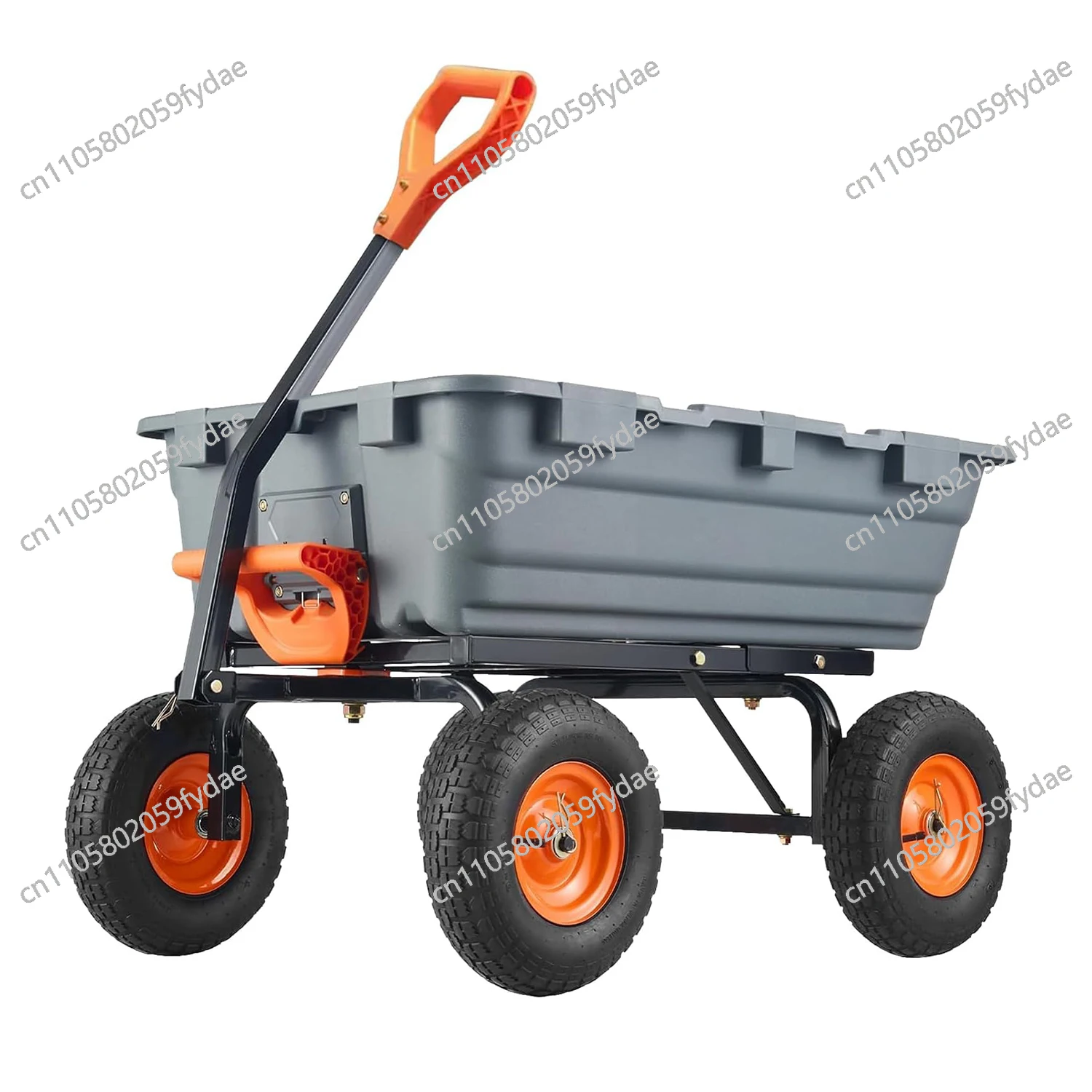 Garden Cart Poly Garden Dump Cart Versatile Dump Wagon Steel Frame Utility Dump Wagon Outdoor Wheelbarrow for Garden Yard Beach