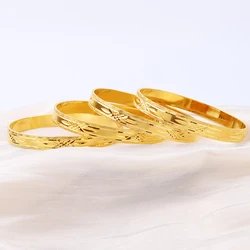 4pcs/lot Ethiopian Gold Color Bangles Dubai Goldlen Jewelry For Women Ethiopian The bride Wedding Gifts