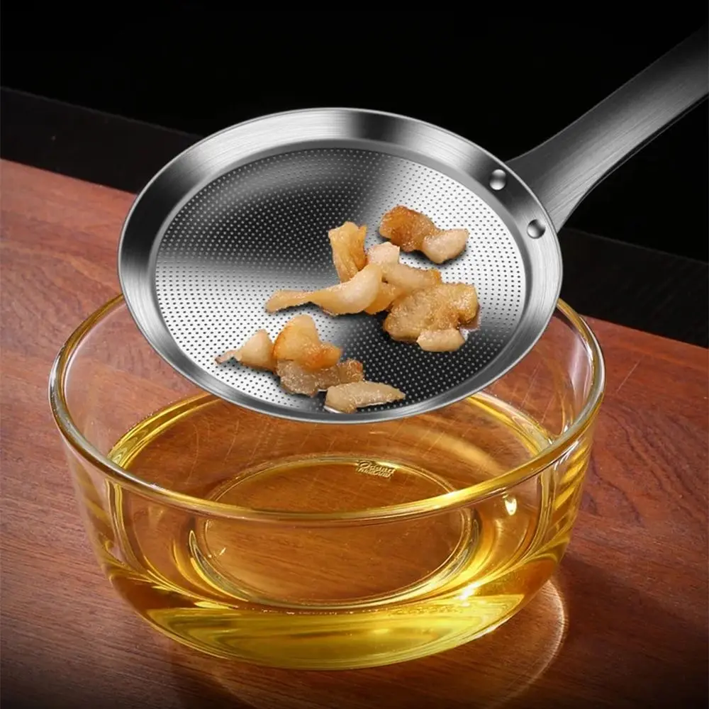 

Long Handle Stainless Steel Oil Skimmer Comfortable Handle Reusable Oil Filtering Spoon Durable Household Kitchen Strainer