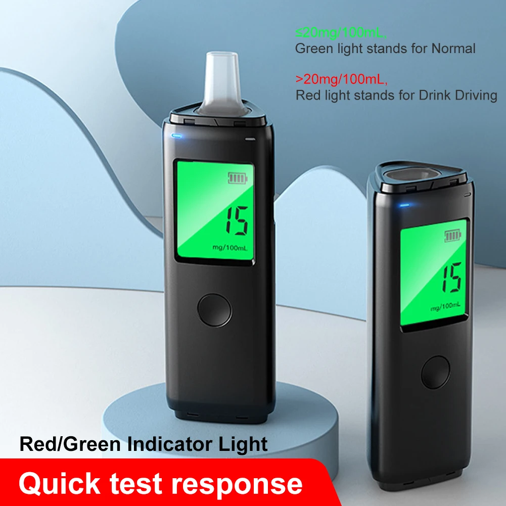 Portable Breathalyzer Professional Alcohol Tester High Accuracy Digital Display Rechargeable Breath Tester Tool with Mouthpiece