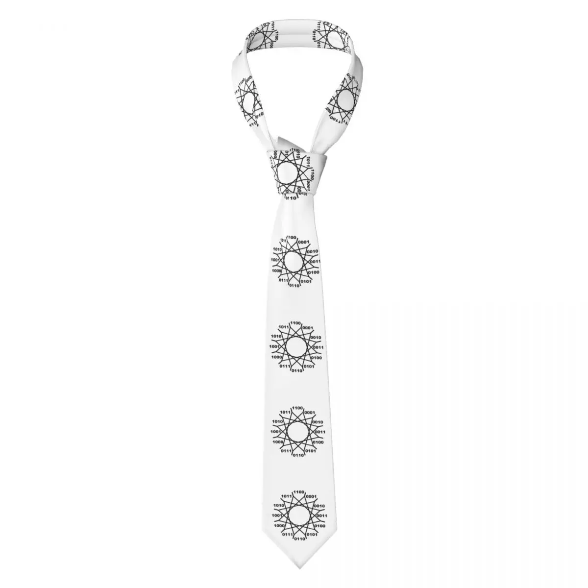 Orologio binario con motivo geometrico Cravatta per uomo Cravatte sottili in poliestere di seta Abiti da sposa Cravatta Casual Gravatas