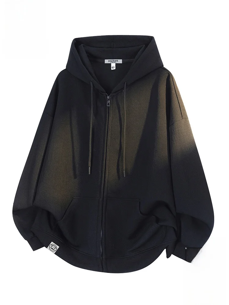 

PaulFrank Loose Fit American Sle Hoodie Sweatirt Men's Autumn Casual Open Cardigan Jaet Comfortable Polyester Fiber