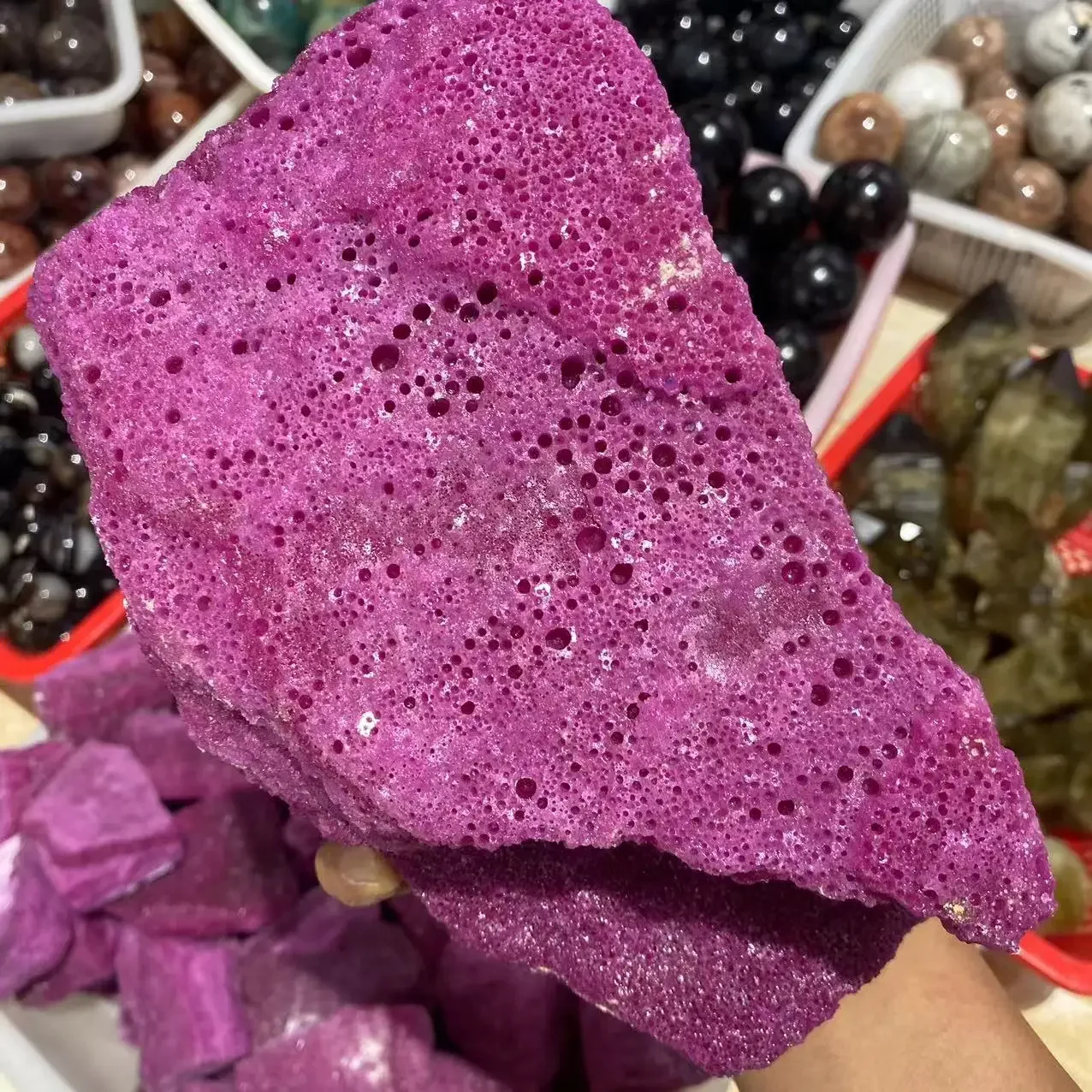 Natural rough red corundum and mineral spirit ruby raw gemstones Specimen Healing