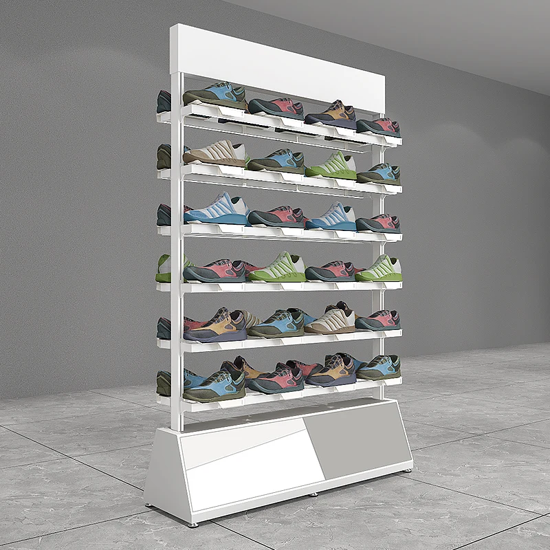 

Shoe store multifunctional shoe rack removable display rack store white rack double-sided shoe bracket metal black shelf