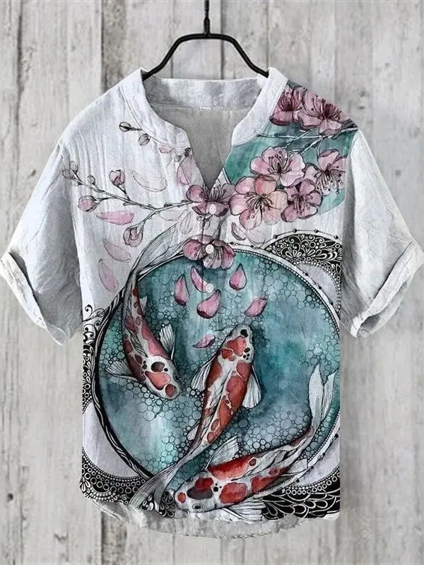 

Loose Fit 3D Digital Print T-Shirt for Men Fashion Urban Style Short Sleeve V-Neck Polyester Fabric Anti-Shrinkage Daily Wear