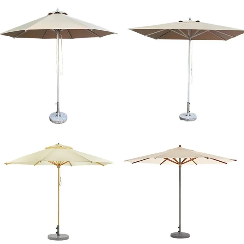#Outdoor Patio Umbrella, 3m Wooden Texture Sunshade, Wind-Resistant Beach Umbrella for Garden Pool Villa, Thickened Canopy
