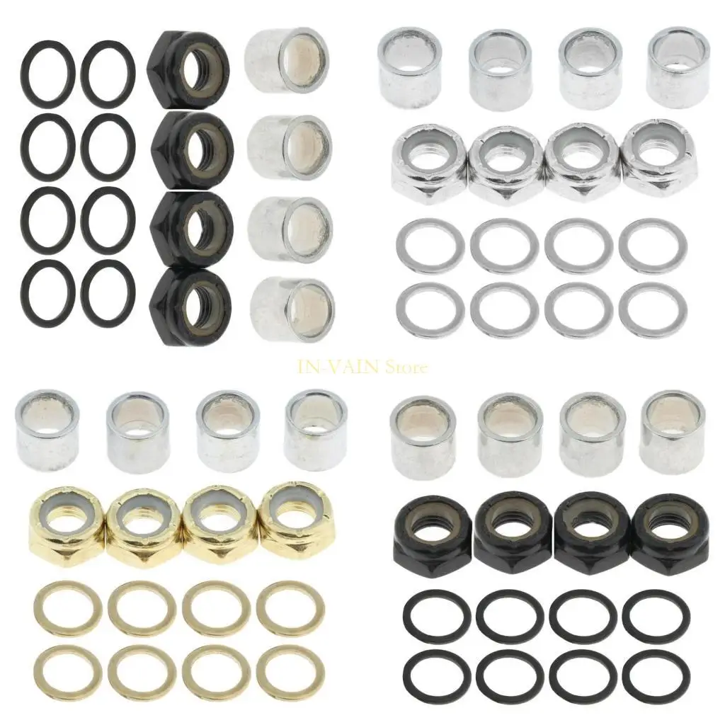 

M5TC Skateboard Truck Speed Set Round Metal Spacers Washers Repair Nut Set Washers Nut Spacers for Skateboarding Trucks