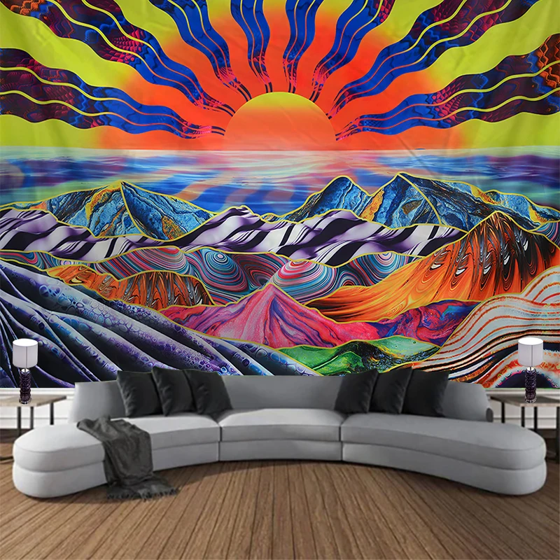 Psychedelic And Dreamy Wall Art Home House  Bedroom Masion Jardim Aesthetic Decor For 2023 Tapiz Y2k Arazzi Hanging