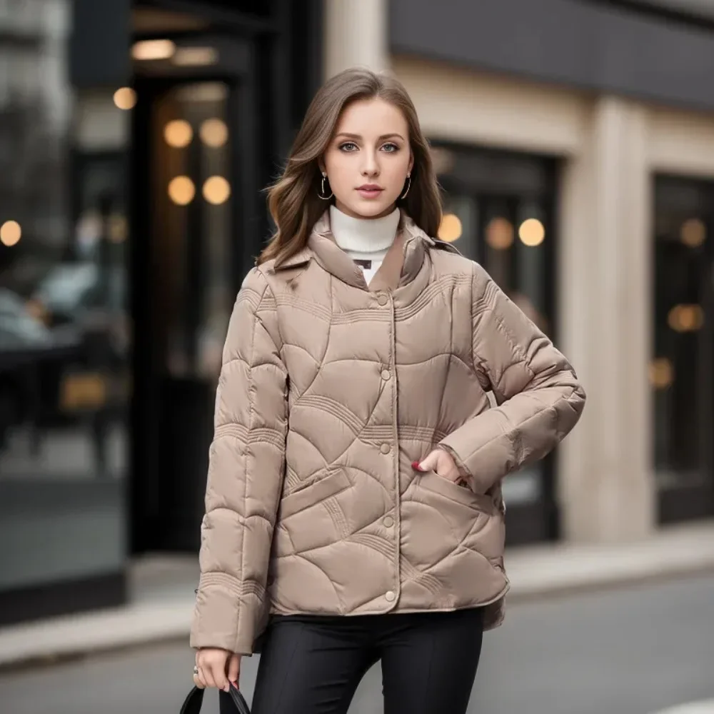 Women Jackets 2024 New Female Fashion Stand Collar Lightweight White Duck Down Coat Autumn Winter Fashionable Outerwear