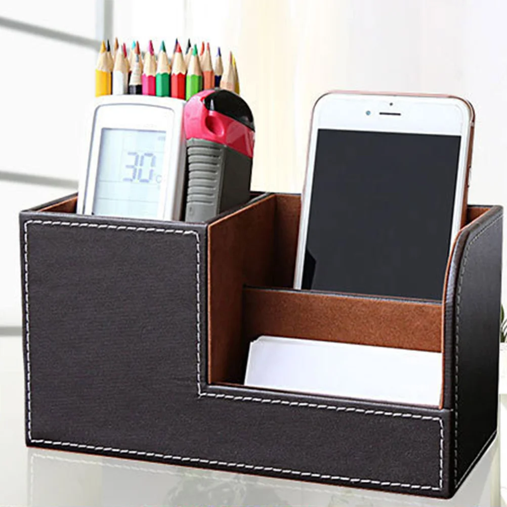 

Multifunctional Holder Creative Storage Box For Office Home Separate Design Easy Organization Lint Surface Black