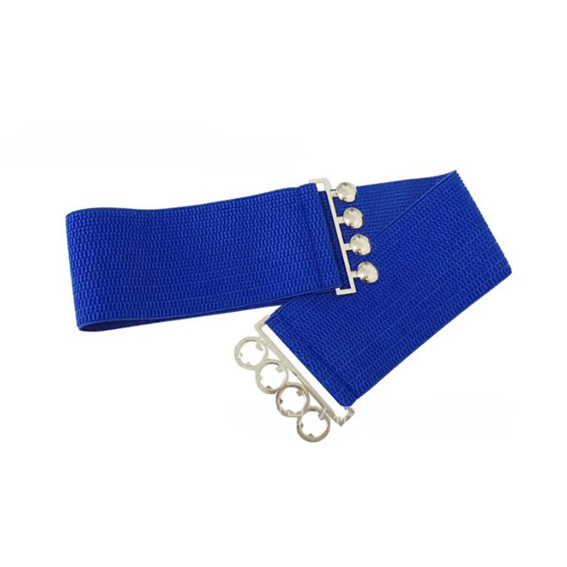 Four Ring Steel Ball Waistband Woman Plain Metal Wide Buckle Belt Comfortable Easy To Buckle Fitting Elastic Waist Chain