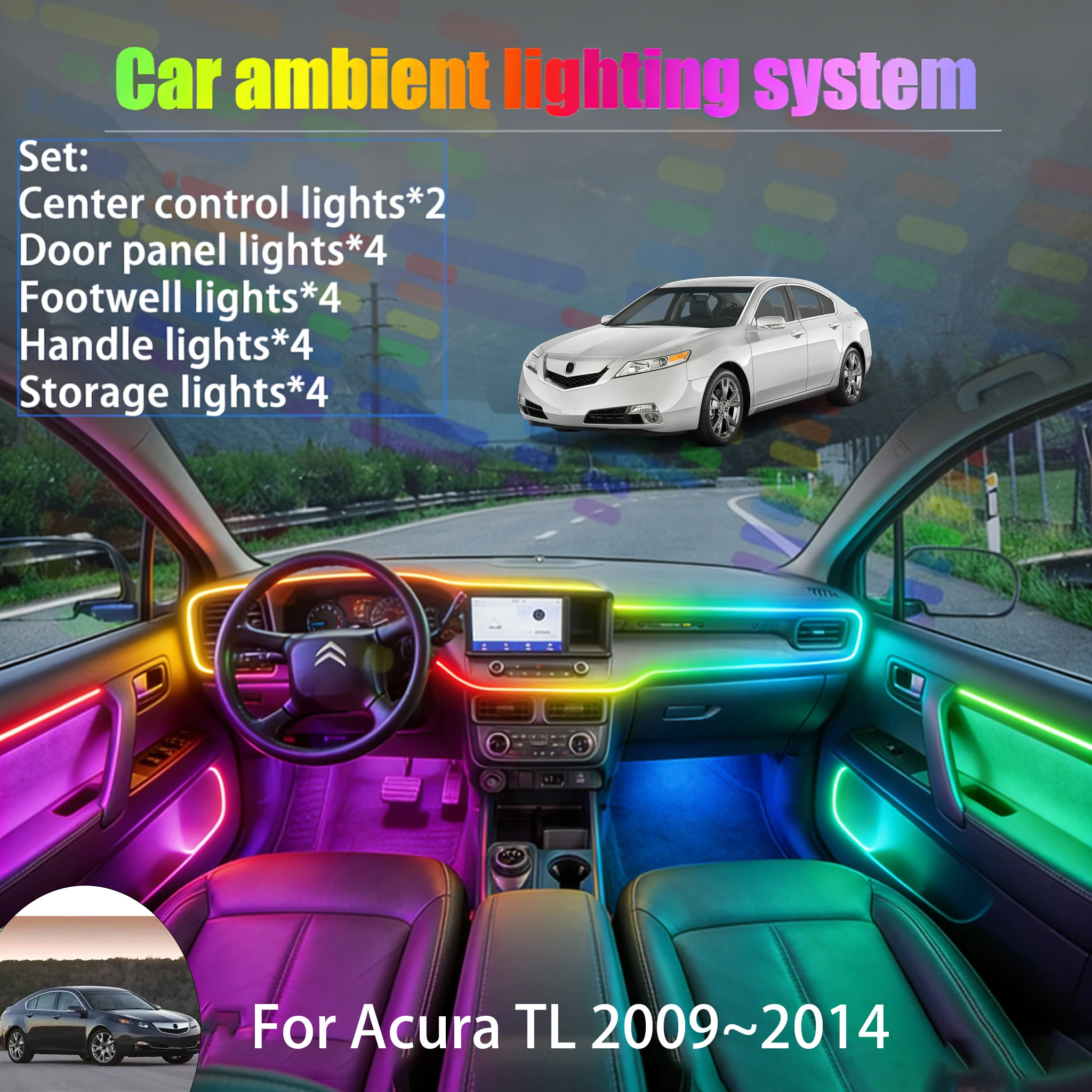 

Для Acura TL 2009-2014 MK4: Комплект светодиодной подсветки салона и багажника 2/18 в 1, USB RGB, с эффектом бегущих огней, автозапчасти