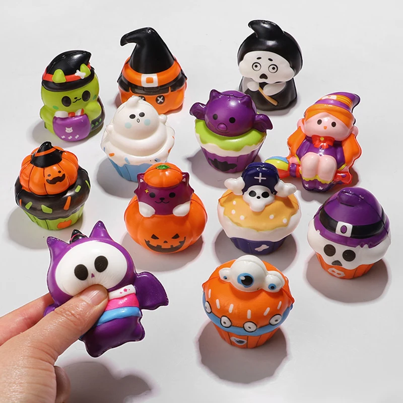 

10Pcs Halloween Cartoon Squeeze Stress Relief Fidget Gifts for Halloween Birthday Party Favors Trick or Treat Bag Basket Filler