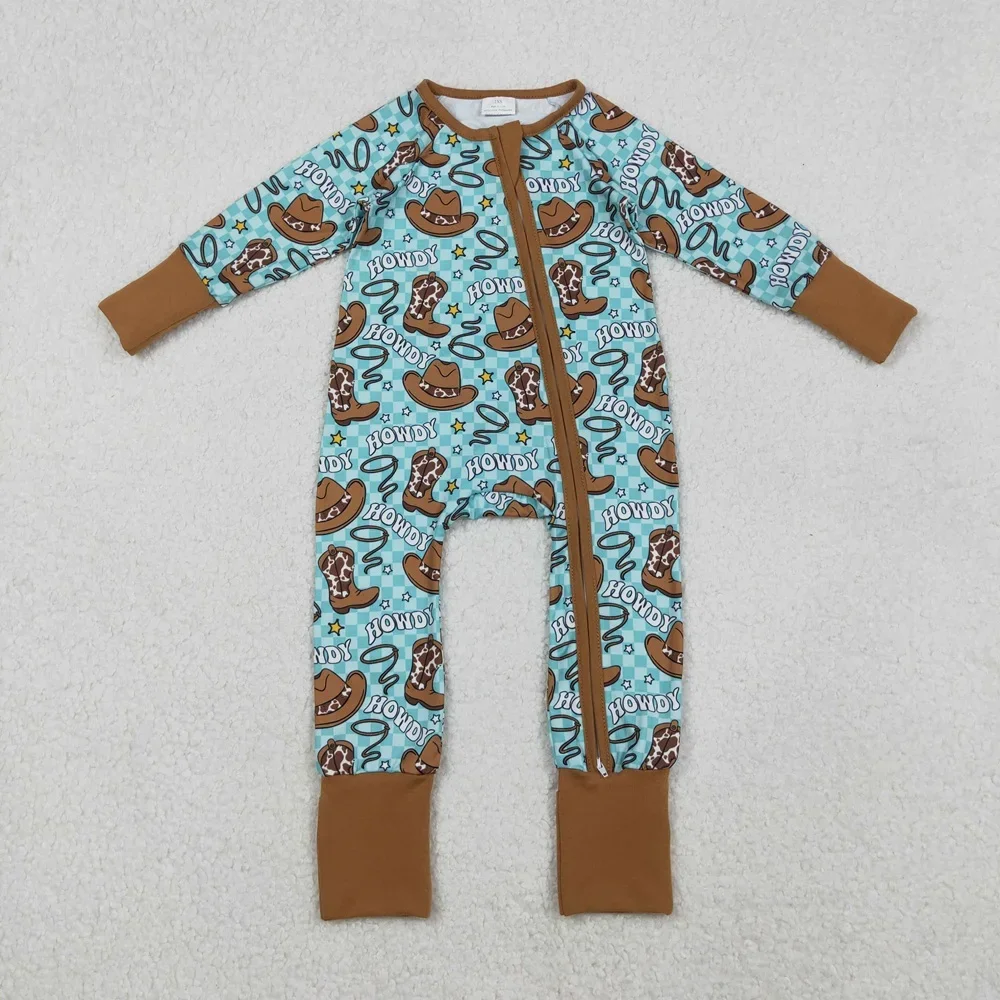 

Wholesale Toddler Newborn Coverall Western Boots Bodysuit Children Baby Boy Long Sleeves Infant Zipper Romper Kids Boys Clothes