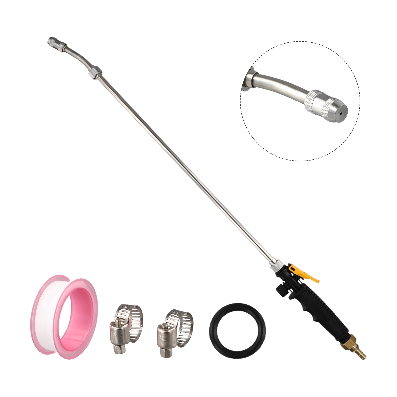 Adjustable Spray Bar Replacement 3/8 Brass Barb with Stainless Steel Tube Wand and Lockable Valve for Hose Sprayers