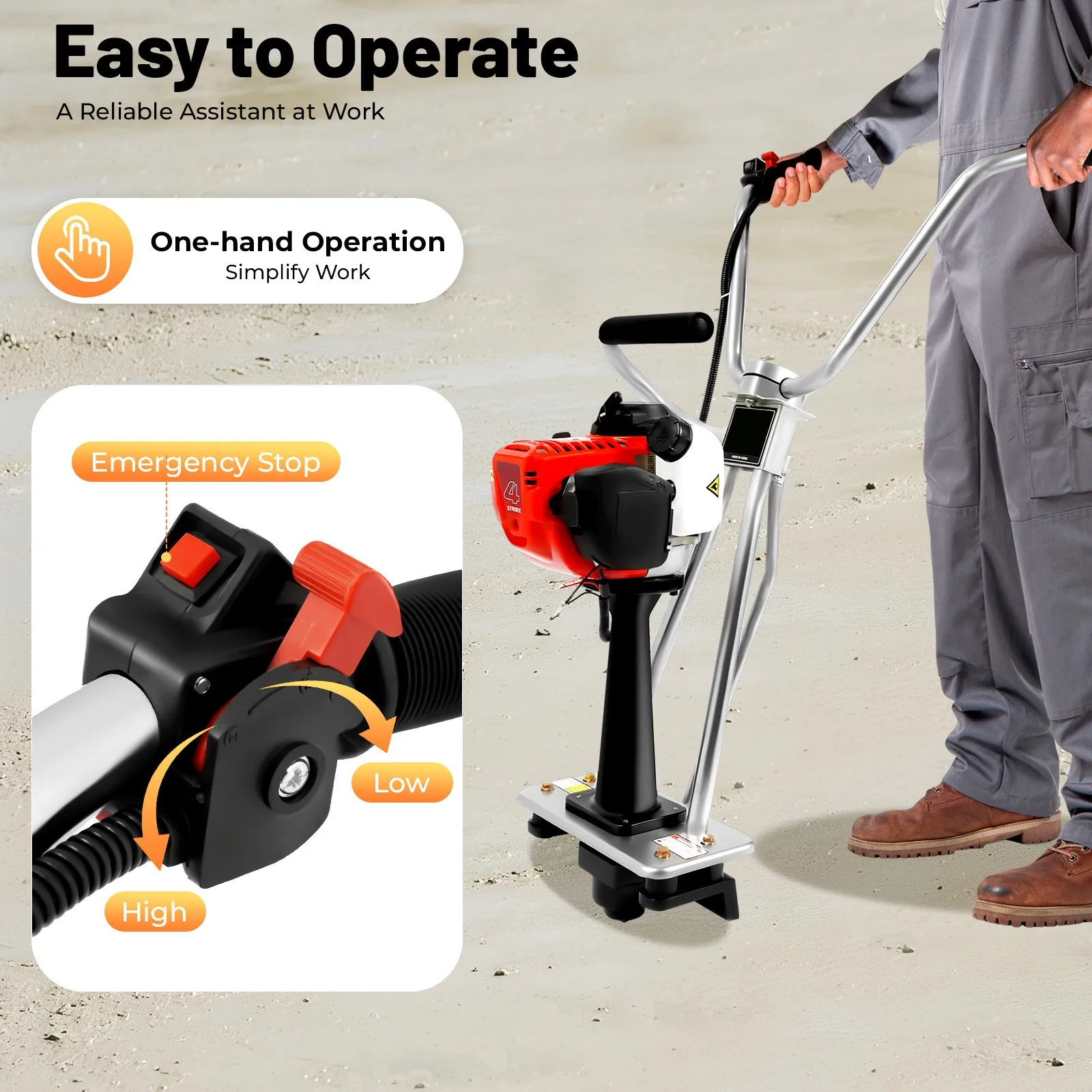 100cm Gas Power Concrete Power Screed Vibrating Finishing Engine 4-Stroke Compatible with 5m Ruler for Smooth Surface Finish