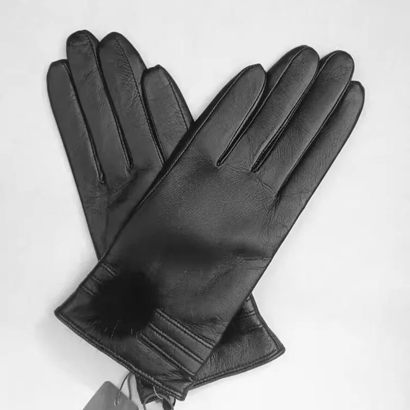本革手袋女性秋冬熱ファッショナブルなタッチスクリーンシープスキン手袋女性のためのスリムフィット薄いベルベット裏地
